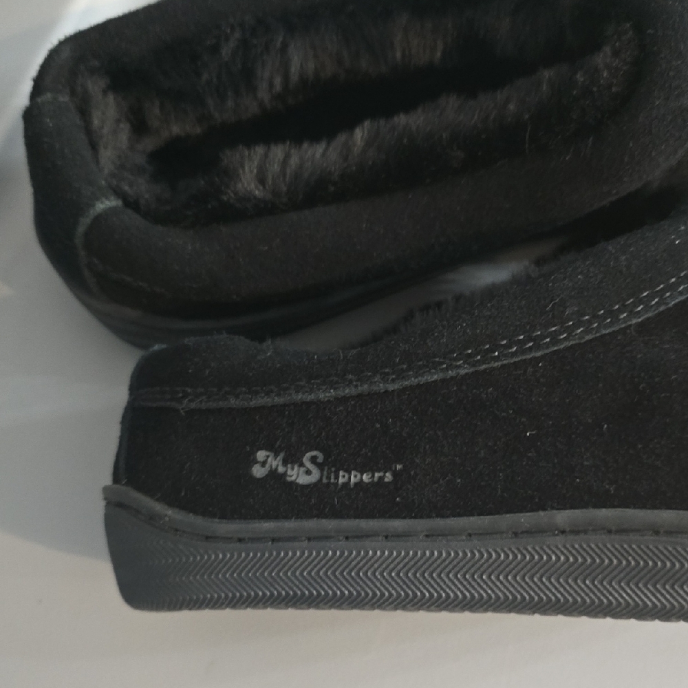 New Cozy Black Suede My Slippers for Men Size 12 - Picture 4 of 4